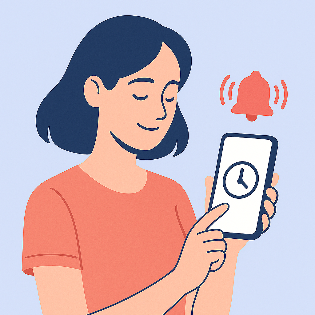 Captura de pantalla de la aplicación Aliva mostrando recibí alertas a tiempo
